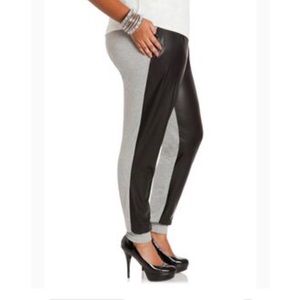 Faux Leather Front Joggers